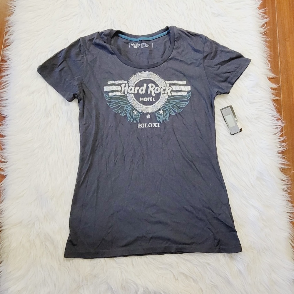 Hard Rock Cafe Women Black Biloxi Shoer Sleeve Tee